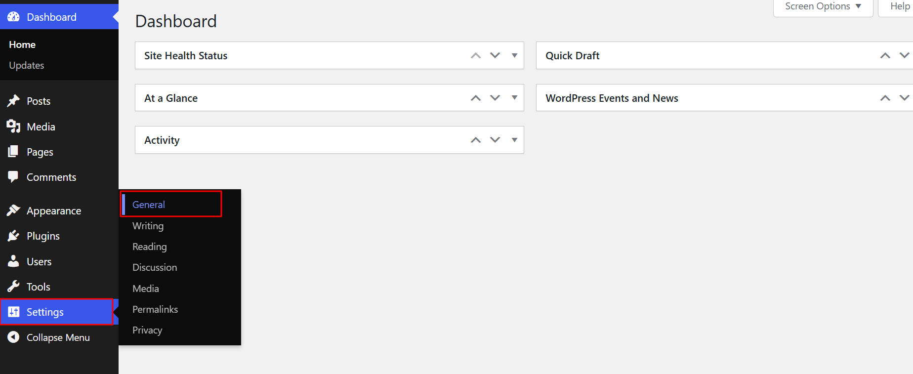 Step 4.3.1: Settings → General illustration 1