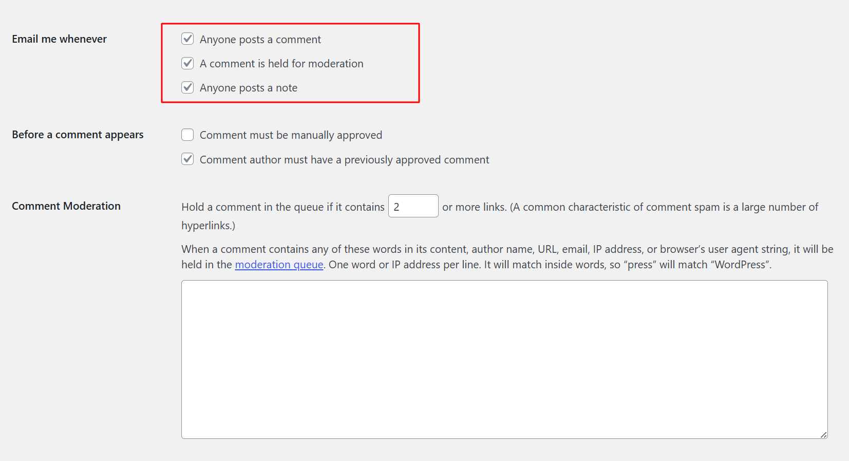 Step 4.3.4: Settings → Discussion illustration 4